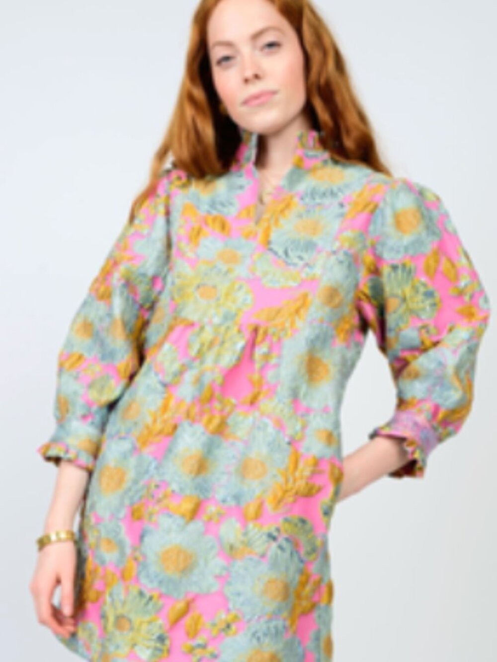 Brocade Ruffle Trim Dress - Picture 4 of 4